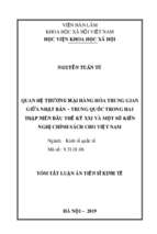 Quan hệ thương mại hàng hóa trung gian giữa nhật bản – trung quốc trong hai thập niên đầu thế kỷ xxi và một số kiến nghị chính sách cho việt nam tt