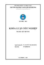 đánh giá hiện trạng môi trường nước nuôi trồng thủy sản ven biển cửa sông lạch tray, quận đồ sơn, hải phòng