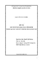 Một số kỹ năng khai thác kênh hình trong dạy học lịch sử 9 trường thcs quảng văn