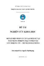 Một số biện pháp cơ cấu lại nhân sự tại ngân hàng thương mại cổ phần sài gòn thương tín – chi nhánh hải phòng