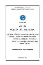 Tổ chức kế toán bán hàng và xác định kết quả bán hàng nhằm xác định chính xác kết quả từng mặt hàng tại công ty tnhh một thành viên may mạnh