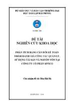 Phân tích bảng cân đối kế toán nhằm đánh giá công tác quản lý, sử dụng tài sản và nguồn vốn tại công ty cổ phần sivico