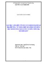 Dạy học gắn liền với sản xuất kinh doanh tại địa phương “sử dụng hiệu quả phân bón hóa học nhằm tăng năng suất cây dứa trên địa bàn bỉm sơn”