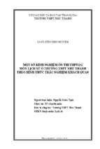 Một số kinh nghiệm ôn thi thptqg môn lịch sử ở trường thpt như thanh theo hình thức trắc nghiệm khách quan