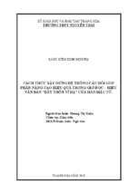 Cách thức xây dựng hệ thống câu hỏi nhằm góp phần nâng cao hiệu quả trong đọc  hiểu văn bản “đây thôn vĩ dạ” của hàn mặc tử