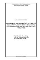 Tích hợp kiến thức ứng phó với biến đổi khí hậu và phòng, chống thiên tai vào giảng dạy phần sinh thái học sinh học lớp 12 ban cơ bản thpt
