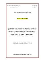 Quản lý nhà nước về phòng, chống buôn lậu và gian lận thương mại trên địa bàn tỉnh kiên giang