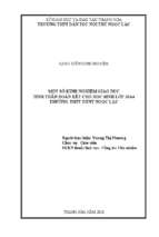 Một số kinh nghiệm giáo dục tinh thần đoàn kết cho học sinh lớp 10a4 trường thpt dtnt ngọc lặc