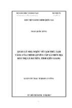 Quản lý nhà nước về tạm trú, tạm vắng của chính quyền cấp xã trên địa bàn thị xã hà tiên, tỉnh kiên giang