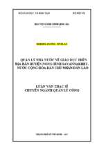 Quản lý nhà nước về giáo dục trên địa bàn huyện nong, tỉnh savannakhet, nước chdcnd lào