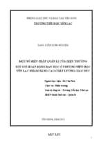 Một số biện pháp quản lý của hiệu trưởng đối với hoạt động dạy học ở trường  nhằm nâng cao chất lượng giáo dục