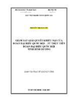 Giám sát giải quyết khiếu nại của đoàn đại biểu quốc hội từ thực tiễn đoàn đại biểu quốc hội tỉnh bình dương