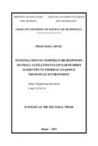 Nghiên cứu đáp ứng nhiệt của vệ tinh nhỏ trên quỹ dụng của môi trường nhiệt vũ trụ tt tiếng anh