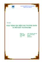 Hoạt động đại diện cho thương nhân và môi giới thương mại   môn luật thương mai 2