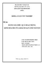 Khóa luận tốt nghiệp đánh giá hiệu quả hoạt động kinh doanh của khách sạn ánh nguyệt