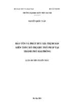 Bảo tồn và phát huy giá trị di sản kiến trúc đô thị khu phố pháp tại thành phố hải phòng