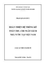 Hoàn thiện hệ thống kế toán thu, chi ngân sách nhà nước tại việt nam