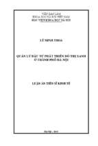 Quản lý đầu tư phát triển đô thị xanh ở thành phố hà nội