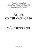 Tài liệu ôn thi vào lớp 10 môn tiếng anh năm 2019