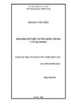 Khai phá dữ liệu và ứng dụng trong y tế dự phòng