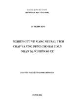 Nghiên cứu về mạng neural tích chập và ứng dụng cho bài toán nhận dạng biển số xe