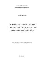 Nghiên cứu về mạng neural tích chập và ứng dụng cho bài toán nhận dạng biển số xe