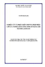 Nghiên cứu và phát triển phương pháp phân lớp lúa ở đồng bằng sông hồng sử dụng ảnh vệ tinh landsat 8