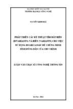 Phát triển các kỹ thuật tìm bất biến (invariants) và biến (variants) cho việc sử dụng hoare logic để chứng minh tính đúng đắn của chu trình