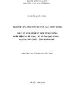 Nghiên cứu ảnh hưởng của các hoạt động sinh kế đến quản lý bền vững rừng ngập mặn tại xã giao lạc và xã giao xuân, huyện giao thủy, tỉnh nam định