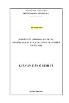 Nghiên cứu chính sách chi trả cho nhà quản lý của các công ty cổ phần ở việt nam