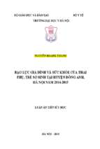 Bạo lực gia đình và sức khỏe của thai phụ, trẻ sơ sinh tại huyện đông anh, hà nội năm 2014 2015