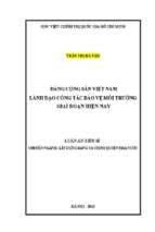 đảng cộng sản việt nam lãnh đạo công tác bảo vệ môi trường giai đoạn hiện nay