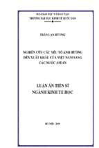 Nghiên cứu các yếu tố ảnh hưởng đến xuất khẩu của việt nam sang các nước asean