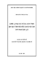 Quản lý nhà nước về du lịch trên địa bàn tỉnh bo kẹo cộng hòa dân chủ nhân dân lào