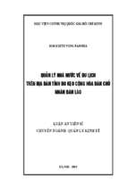 Quản lý nhà nước về du lịch trên địa bàn tỉnh bo kẹo cộng hòa dân chủ nhân dân lào