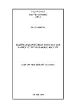 Giải pháp quản lý hoạt động đào tạo đại học ở trường đại học bạc liêu