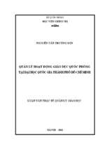 Quản lý hoạt động giáo dục quốc phòng tại đại học quốc gia thành phố hồ chí minh
