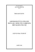 Lợi ích kinh tế của nông dân trong quá trình công nghiệp hóa, hiện đại hóa ở hà nội