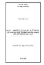 Quản lý nhà nước về giáo dục quốc phòng   an ninh cho sinh viên trên địa bàn thành phố hồ chí minh hiện nay