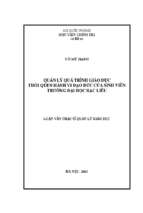 Quản lý quá trình giáo dục thói quen hành vi đạo đức của sinh viên trường đại học bạc liêu