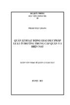 Quản lý hoạt động giáo dục pháp luật ở trường trung cấp quân y 1 hiện nay