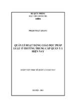 Quản lý hoạt động giáo dục pháp luật ở trường trung cấp quân y 1 hiện nay