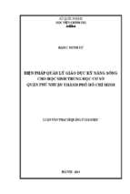 Biện pháp quản lý giáo dục kỹ năng sống cho học sinh trung học cơ sở quận phú nhuậnthành phố hồ chí minh