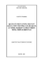 Quản lý chất lượng đội ngũ giảng viên trường cán bộ quản lý nông nghiệp và phát triển nông thôn hiệnnay