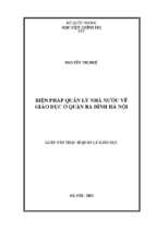 Biện pháp quản lý nhà nước về giáo dục ở quận ba đình, hà nội