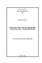 Giải quyết việc làm cho thanh niên ở quận hà đông   thành phố hà nội