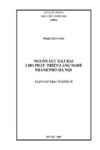 Nguồn lực đất đai cho phát triển làng nghề thành phố hà nội