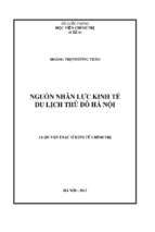 Nguồn nhân lực kinh tế du lịch thủ đôhà nội