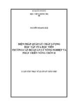 Biện pháp quản lý chất lượng học tập của học viên trường cán bộ quản lý nông nghiệp và phát triển nông thôn ii