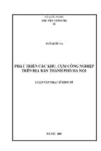 Phát triển các khu, cụm công nghiệp trên địa bàn thành phố hà nội